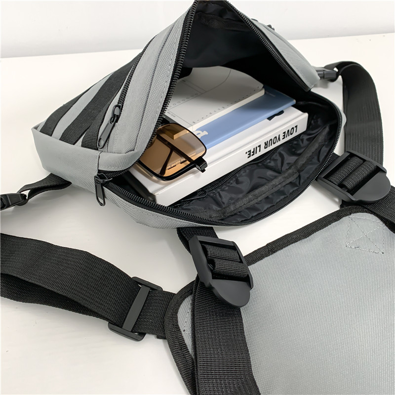 Λειτουργική τακτική τσάντα στήθους για γυναίκα μόδας σφαίρα Hip hop γιλέκο Streetwear Τσάντες μέσης Unisex Μαύρη τσάντα στήθους HW3428