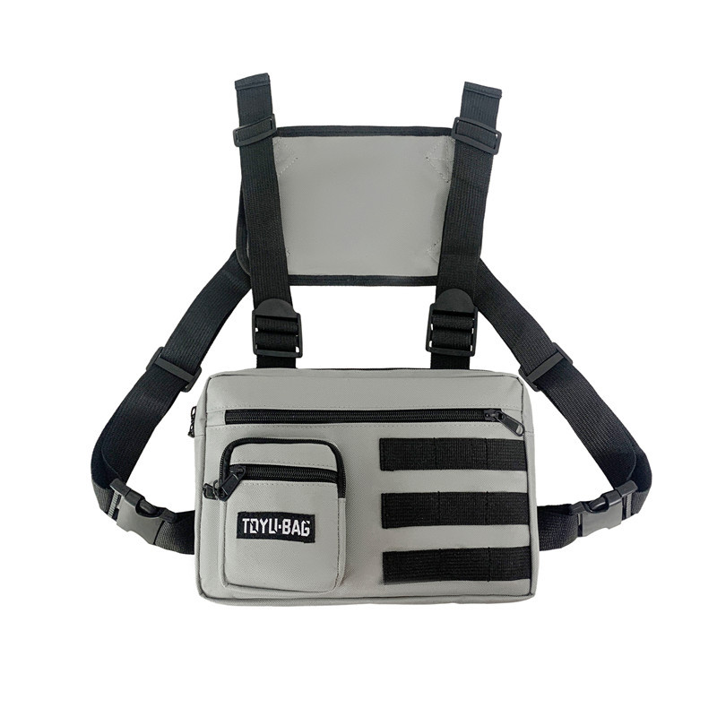 Λειτουργική τακτική τσάντα στήθους για γυναίκα μόδας σφαίρα Hip hop γιλέκο Streetwear Τσάντες μέσης Unisex Μαύρη τσάντα στήθους HW3428