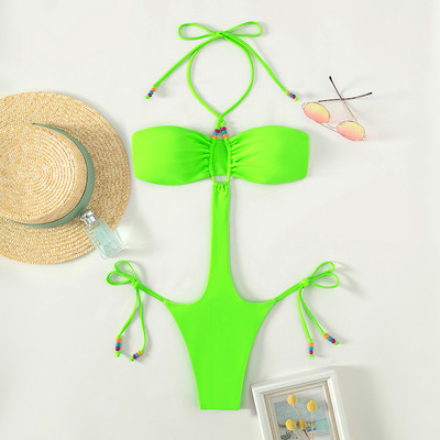 Νέο γυναικείο μαγιό 2023 Μασίφ μαγιό με γραβάτα στο πλάι Monokini Σέξι μαγιό One Piece Μαγιό Hot Beachwear Trikini