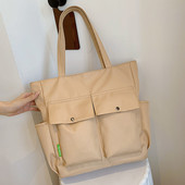 Ženska modna torba na rame Jednobojna platnena sveučilišna torba velikog kapaciteta Elegantna hobo torba Više džepova Torbe za van