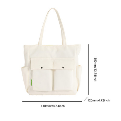 Ženska modna torba na rame Jednobojna platnena sveučilišna torba velikog kapaciteta Elegantna hobo torba Više džepova Torbe za van