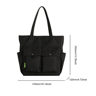 Ženska modna torba na rame Jednobojna platnena sveučilišna torba velikog kapaciteta Elegantna hobo torba Više džepova Torbe za van