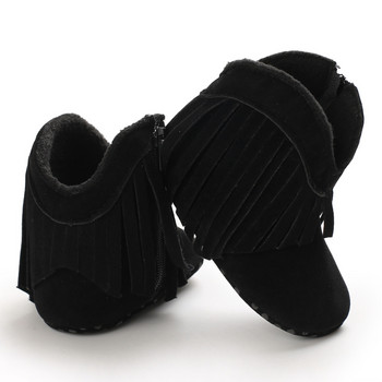 Κλασικά 0-18 εκατ. μωρά φθινοπωρινά χειμωνιάτικα μποτάκια Βρεφικό κοριτσάκι αγόρια Μαύρα ζεστά παπούτσια Solid fashion νήπια Fuzzy Balls First Walkers Παιδικά παπούτσια