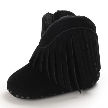 Κλασικά 0-18 εκατ. μωρά φθινοπωρινά χειμωνιάτικα μποτάκια Βρεφικό κοριτσάκι αγόρια Μαύρα ζεστά παπούτσια Solid fashion νήπια Fuzzy Balls First Walkers Παιδικά παπούτσια