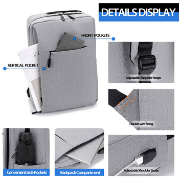 Бизнес раница за мъже и жени Многофункционални водоустойчиви чанти за лаптоп с USB зареждане Найлонова ежедневна раница Ученическа чанта