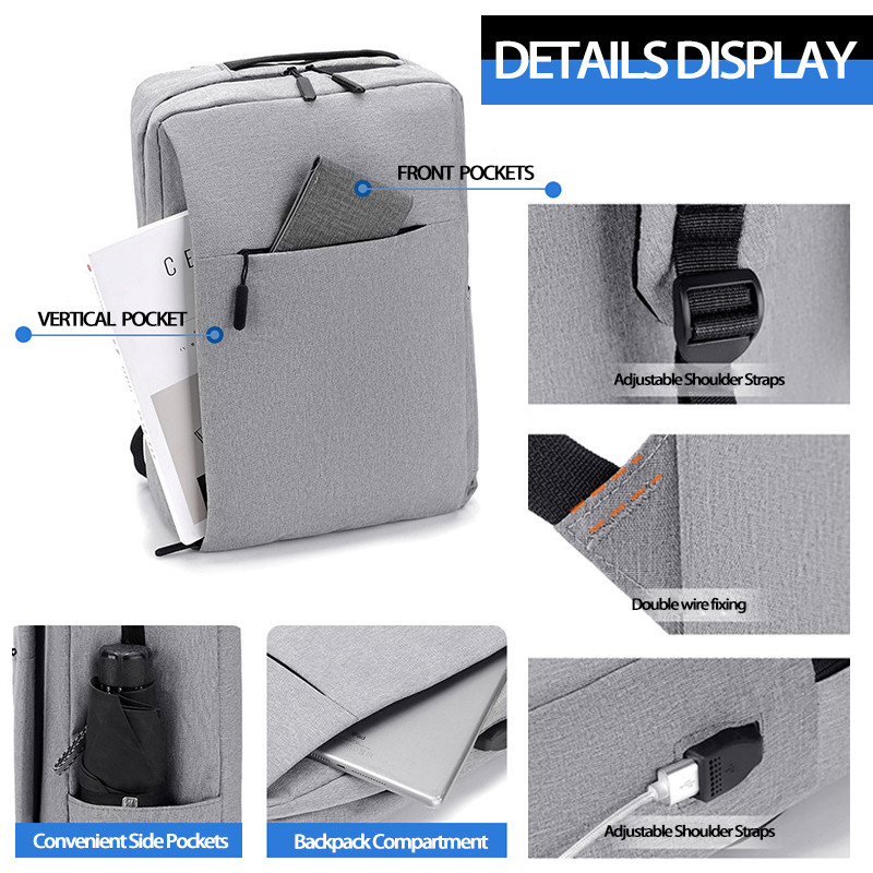 Επαγγελματικό σακίδιο πλάτης για άνδρες Γυναικείες Πολυλειτουργικές αδιάβροχες τσάντες φορητού υπολογιστή με νάιλον φόρτισης USB σχολική τσάντα casual σακίδιο