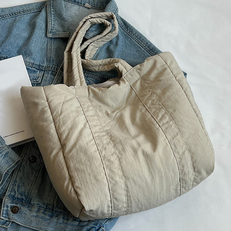 Μόδα καπιτονέ γυναικείες τσάντες ώμου Τσάντες μονόχρωμες βαμβακερές τσάντες χειρολαβής Τσάντες μεγάλης χωρητικότητας Γυναικείες τσάντες αγορών