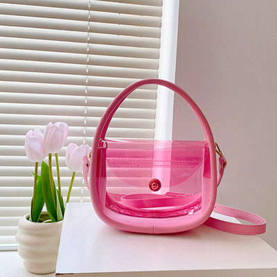 Átlátszó lézeres Crossbody táska nőknek Candy Color divatos lánc mini válltáska PVC zselé kézitáska pénztárca hordtáska
