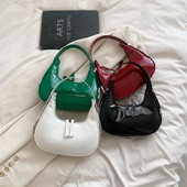 Naiste nahast õlakott Tõmblukk Vintage kandekott Chic Retro käekott PU kaenlaaukott Reisi tutvumiskott