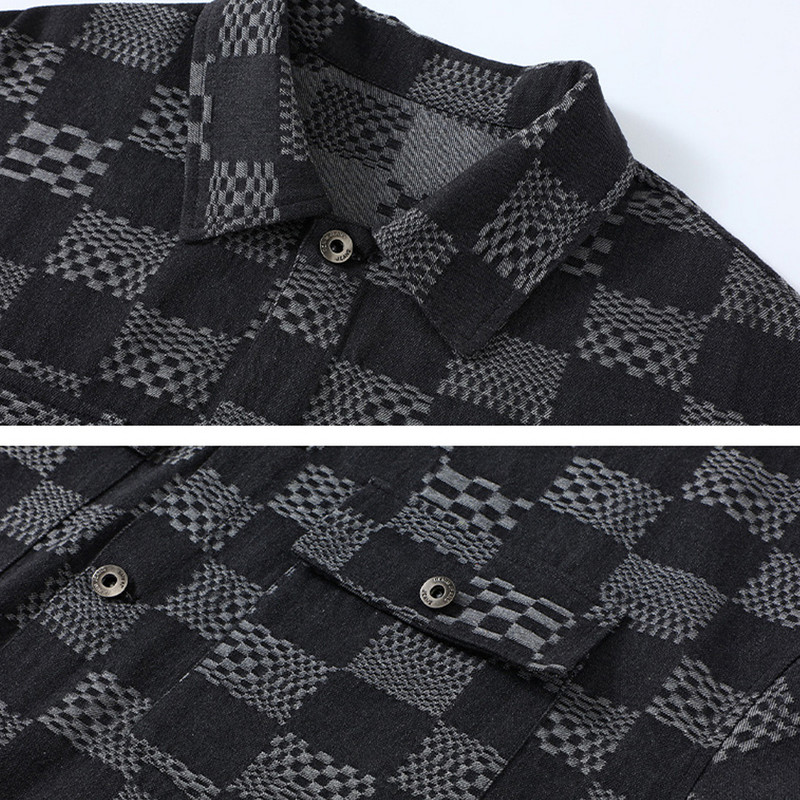 Pánska džínsová bunda s kockovanou potlačou, plus veľkosť 10XL 11XL, bundy, kabáty, jar, jeseň, džínsové bundy 10XL 11XL, veľká veľkosť pre mužov