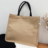 Lanene torbe za kupnju s gornjom ručkom Ženska ručna torbica Torbica s kopčom velikog kapaciteta s pretincem Torbica za putovanja na odmor