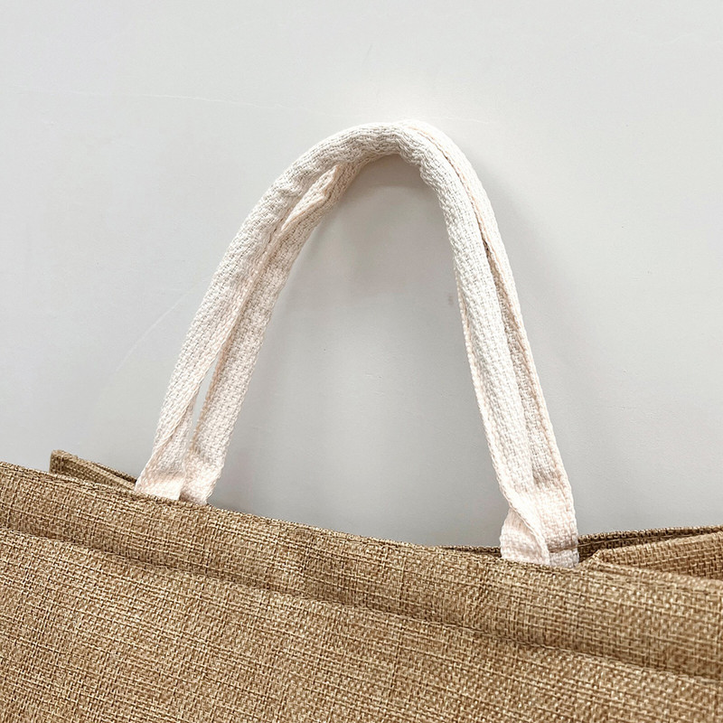 Lanene torbe za kupnju s gornjom ručkom Ženska ručna torbica Torbica s kopčom velikog kapaciteta s pretincem Torbica za putovanja na odmor