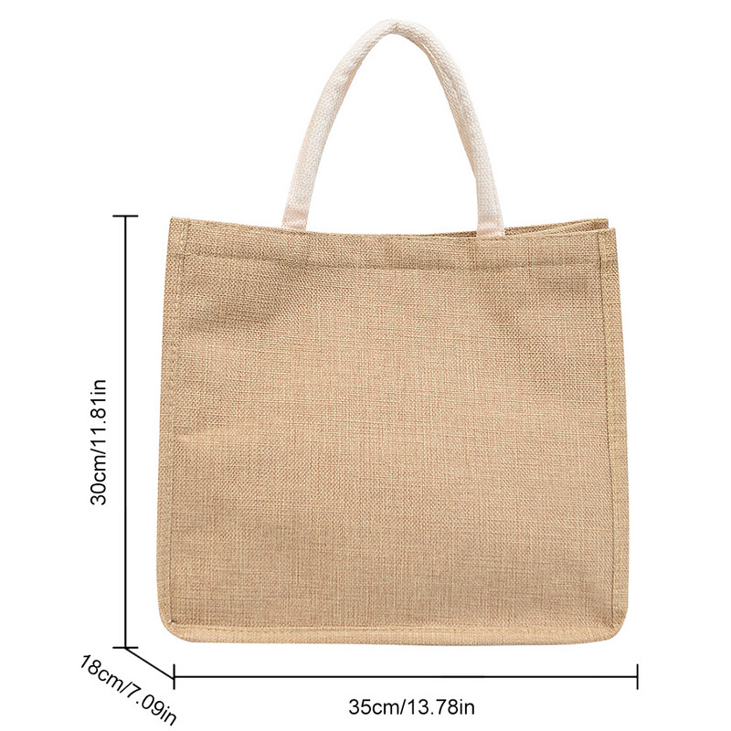 Lanene torbe za kupnju s gornjom ručkom Ženska ručna torbica Torbica s kopčom velikog kapaciteta s pretincem Torbica za putovanja na odmor