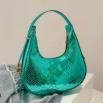 Ženske luksuzne dizajnerske ručne torbe od PU kože 2023. Modne vintage krokodilske torbe s uzorkom polumjesec polumjesec skitnice na rame