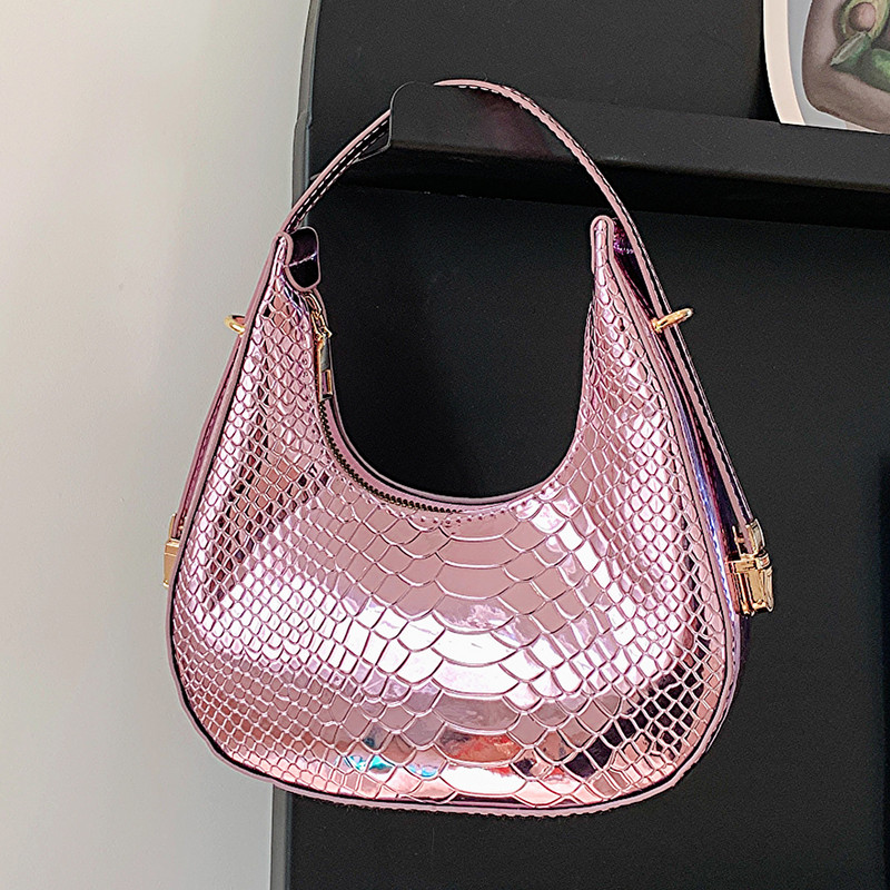 Ženske luksuzne dizajnerske ručne torbe od PU kože 2023. Modne vintage krokodilske torbe s uzorkom polumjesec polumjesec skitnice na rame