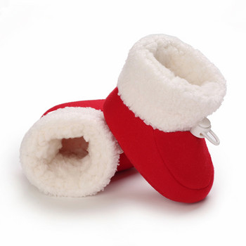 VANLEN SINA Winter Baby Warm Red Boots - Fluffy Flock Snow Slip On Shoes for Girls Toddler 0-18 Montes