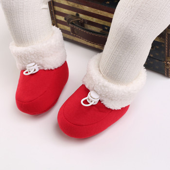 VANLEN SINA Зимни бебешки топли червени ботуши - Пухкави обувки за сняг от стадо за момичета, малко дете 0-18 месеца