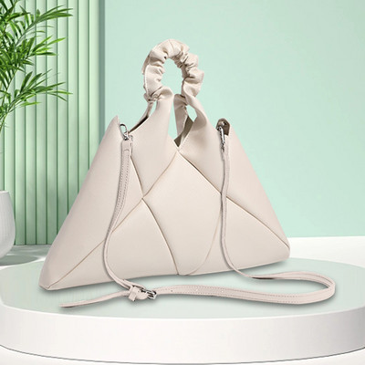 Geantă de mână tote pentru femei cu mâner încrețit Geantă retro cu sling de capacitate mare din piele PU de culoare solidă pentru călătoria cumpărătorului