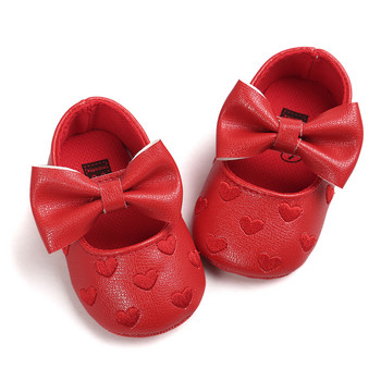 Βρεφικά παπούτσια πριγκίπισσας για μωρά Παπούτσια νηπιακής φιόγκου Μαλακή σόλα Αντιολισθητική επίπεδη μαλακή σόλα Παπούτσια κούνιας βρεφικής πρώτης βάδισης 0-18m PU δέρμα