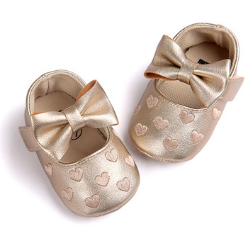 Βρεφικά παπούτσια πριγκίπισσας για μωρά Παπούτσια νηπιακής φιόγκου Μαλακή σόλα Αντιολισθητική επίπεδη μαλακή σόλα Παπούτσια κούνιας βρεφικής πρώτης βάδισης 0-18m PU δέρμα