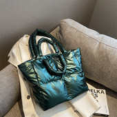 Φθινοπωρινές χειμερινές γυναικείες διαστημικές τσάντες Μόδα Τσάντες ώμου με βαμβακερή επένδυση Μαλακές γυναίκες Casual Έλεγχος μεγάλης χωρητικότητας για κορίτσια που ψωνίζουν