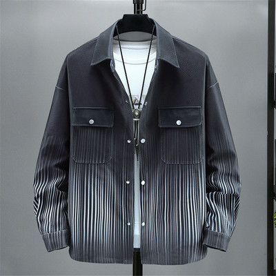 Μπουφάν ντεγκραντέ ριγέ Ανδρικό παλτό 10XL Ανοιξιάτικο παλτό μεγάλου μεγέθους Ανδρικό παλτό με κουμπιά μόδας