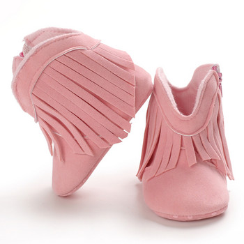 0-18M Обувки за малки деца Ботуши Новородени Предпоходни обувки за унисекс бебета Момчета Момичета Зимни топли Мокасини Обувки с пискюли Обувки