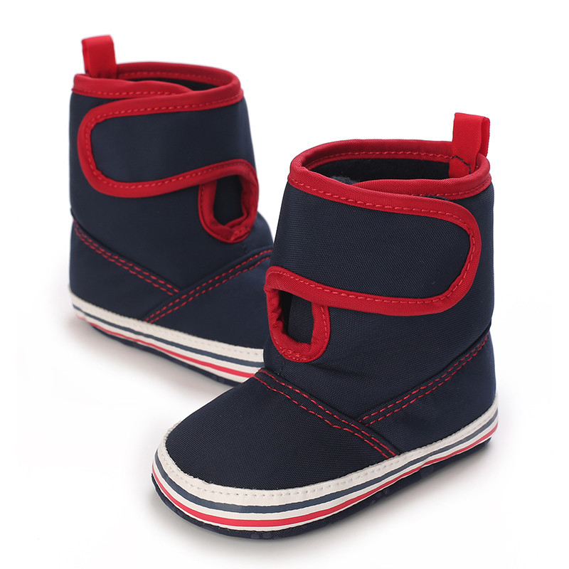 Cizme de zăpadă de iarnă pentru bebeluși Culoare uni Cizme de zăpadă de iarnă pentru copii Bumbac moale Talpă din bumbac Pantof pentru copii mici Cizme de zăpadă de iarnă pentru copii Culoare uni W