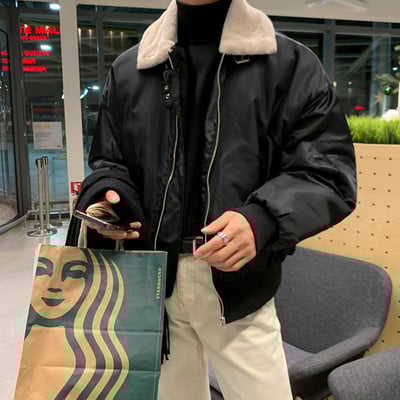 IEFB Korea lambavillast revääriga jakk meestele 2023. aasta sügistalvine lahtine paksendatud puuvillane meeste kontrastsus värv lühike välisriietus 9A6260