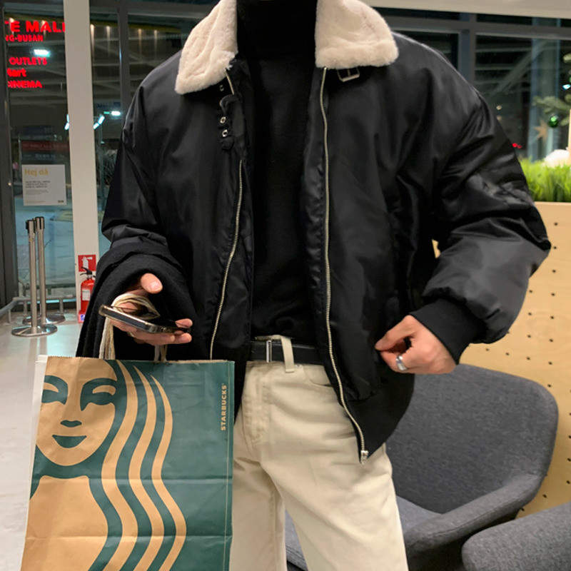 IEFB Korea lambavillast revääriga jakk meestele 2023. aasta sügistalvine lahtine paksendatud puuvillane meeste kontrastsus värv lühike välisriietus 9A6260