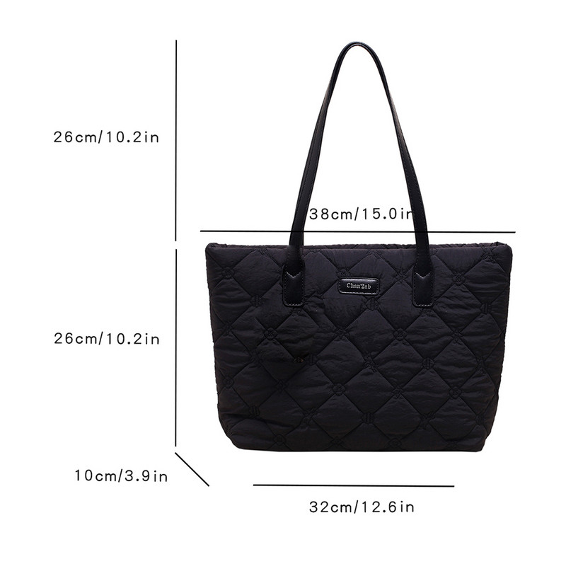 Geantă de tote matlasată cu diamante pentru femei Geantă de umăr căptușită de mare capacitate Geantă de tote pufoasă ușoară Geantă de ghiozdan moale Geantă pentru întâlniri de iarnă