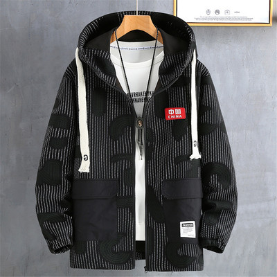 Kevadine sügisjope Meeste 10xl Plus Size Mantel Mood vabaaja kapuutsiga jakid Meeste Suur 10xl Mantlid Camo Stripe Design