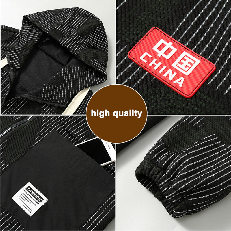 Kevadine sügisjope Meeste 10xl Plus Size Mantel Mood vabaaja kapuutsiga jakid Meeste Suur 10xl Mantlid Camo Stripe Design