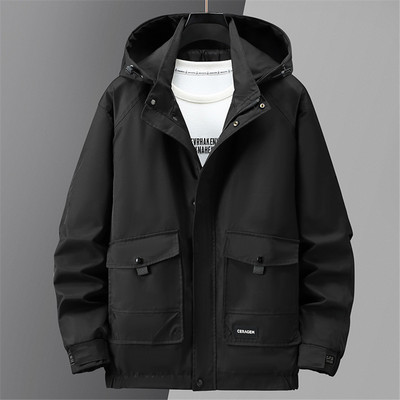 Jachetă de vânt pentru bărbați 10XL Jachete cargo de mărime mare, la modă, ocazional, haine de culoare uni, pentru bărbați, îmbrăcăminte exterioară de dimensiuni mari, largi