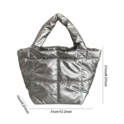 Σχεδιαστής φουσκωμένη τσάντα ώμου Γυναικεία καπιτονέ Space Βαμβακερή πουπουλένια επένδυση με φτερά μεγάλης χωρητικότητας Τσάντα χειρός για χειμερινές αγορές