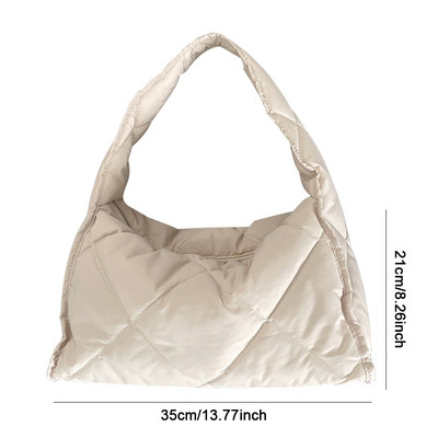 Σχεδιαστής φουσκωμένη τσάντα ώμου Γυναικεία καπιτονέ Space Βαμβακερή πουπουλένια επένδυση με φτερά μεγάλης χωρητικότητας Τσάντα χειρός για χειμερινές αγορές