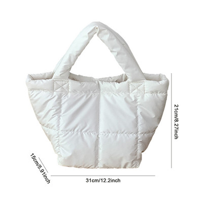 Σχεδιαστής φουσκωμένη τσάντα ώμου Γυναικεία καπιτονέ Space Βαμβακερή πουπουλένια επένδυση με φτερά μεγάλης χωρητικότητας Τσάντα χειρός για χειμερινές αγορές