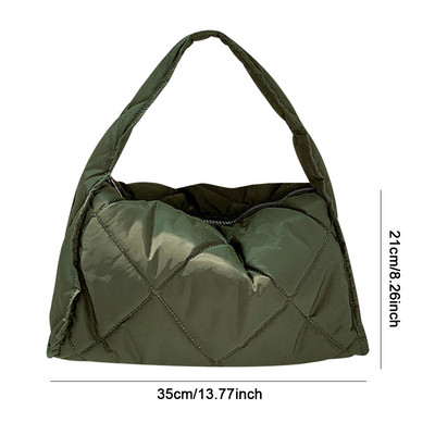 Σχεδιαστής φουσκωμένη τσάντα ώμου Γυναικεία καπιτονέ Space Βαμβακερή πουπουλένια επένδυση με φτερά μεγάλης χωρητικότητας Τσάντα χειρός για χειμερινές αγορές