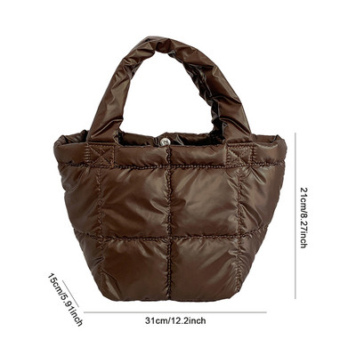 Σχεδιαστής φουσκωμένη τσάντα ώμου Γυναικεία καπιτονέ Space Βαμβακερή πουπουλένια επένδυση με φτερά μεγάλης χωρητικότητας Τσάντα χειρός για χειμερινές αγορές