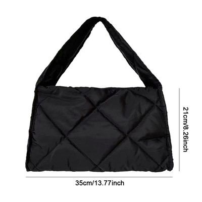 Σχεδιαστής φουσκωμένη τσάντα ώμου Γυναικεία καπιτονέ Space Βαμβακερή πουπουλένια επένδυση με φτερά μεγάλης χωρητικότητας Τσάντα χειρός για χειμερινές αγορές