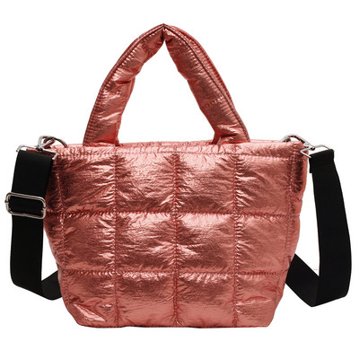 Σχεδιαστής φουσκωμένη τσάντα ώμου Γυναικεία καπιτονέ Space Βαμβακερή πουπουλένια επένδυση με φτερά μεγάλης χωρητικότητας Τσάντα χειρός για χειμερινές αγορές