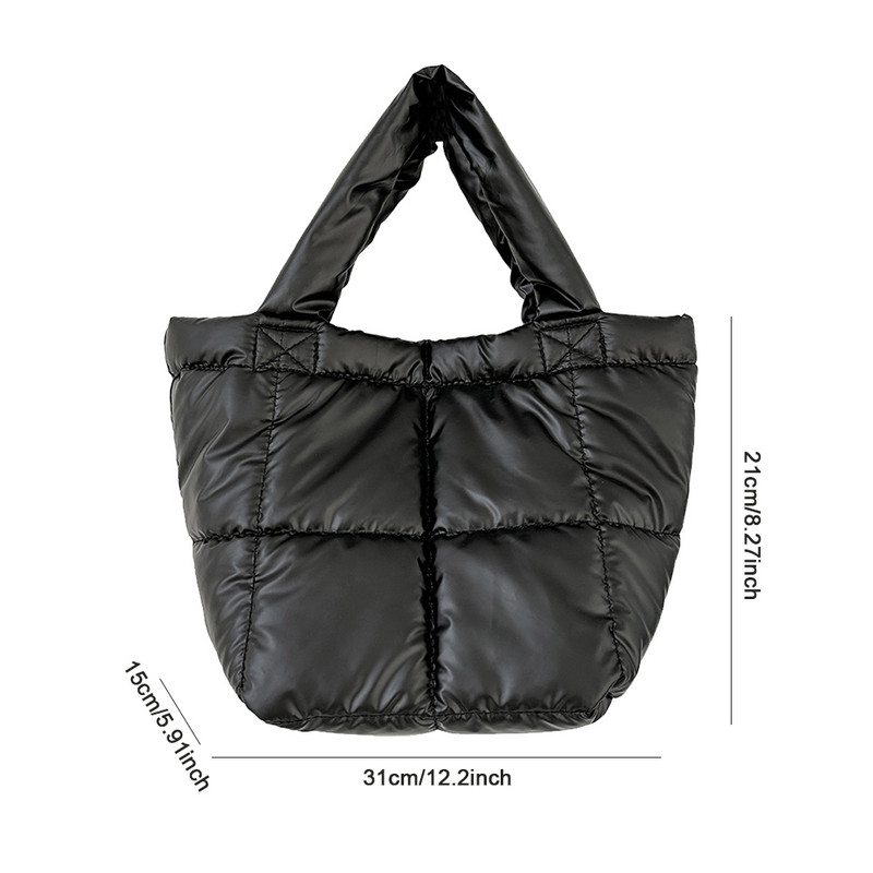 Σχεδιαστής φουσκωμένη τσάντα ώμου Γυναικεία καπιτονέ Space Βαμβακερή πουπουλένια επένδυση με φτερά μεγάλης χωρητικότητας Τσάντα χειρός για χειμερινές αγορές