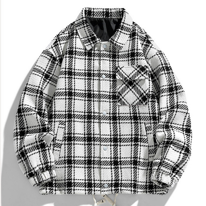 Pánska kockovaná bunda, veľkosť 8XL 9XL, jarná a jesenná kockovaná bunda, pánska móda, ležérne bundy s gombíkovým výstrihom, vrchné oblečenie