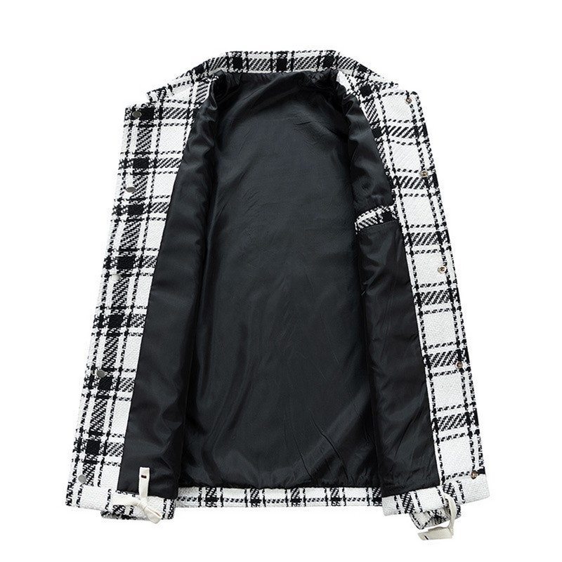Pánska kockovaná bunda, veľkosť 8XL 9XL, jarná a jesenná kockovaná bunda, pánska móda, ležérne bundy s gombíkovým výstrihom, vrchné oblečenie
