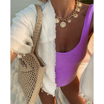 2023 Sexy dámske jednodielne plavky, plavky, dámske pevné push-up tangá, plavky monokini, brazílske plavky