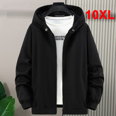 Μπουφάν με κουκούλα Ανδρικά Φθινοπωρινά Χονδρά Μπουφάν 10XL Μόδα Casual Μονόχρωμο Μαύρο Παλτό Ανδρικό Μεγάλο Μέγεθος