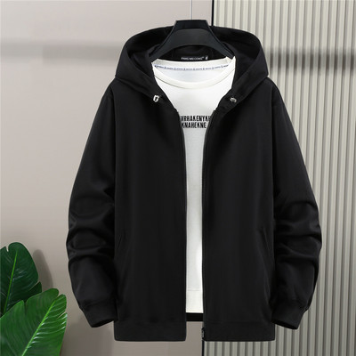 Μπουφάν με κουκούλα Ανδρικά Φθινοπωρινά Χονδρά Μπουφάν 10XL Μόδα Casual Μονόχρωμο Μαύρο Παλτό Ανδρικό Μεγάλο Μέγεθος
