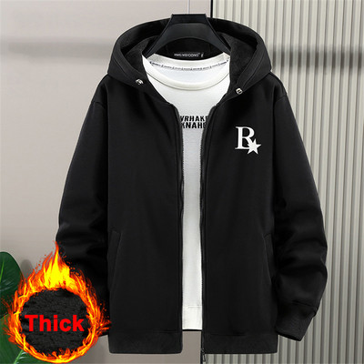 Μπουφάν με κουκούλα Ανδρικά Φθινοπωρινά Χονδρά Μπουφάν 10XL Μόδα Casual Μονόχρωμο Μαύρο Παλτό Ανδρικό Μεγάλο Μέγεθος