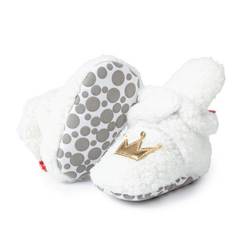 Зимни бебешки чорапи Обувки Crown Мека подметка Топли пухчета Непадащи обувки Момчета Момичета Ботуши Първи обувки за малко дете