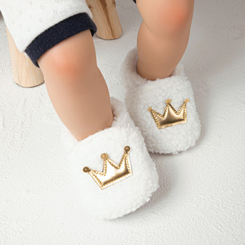 Зимни бебешки чорапи Обувки Crown Мека подметка Топли пухчета Непадащи обувки Момчета Момичета Ботуши Първи обувки за малко дете